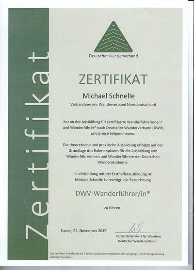 Urkunde DWV Wanderführer